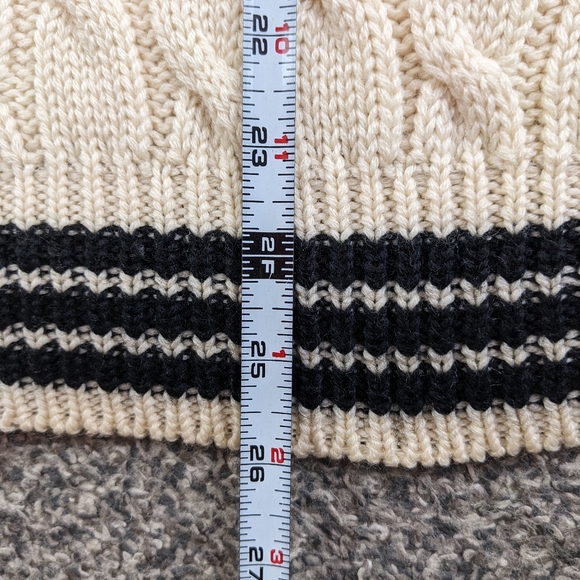 Vintage 90s Gap Sweater Tennis Cricket Wool Cable Knit V Neck Ivory Mens Large - Picture 10 of 11